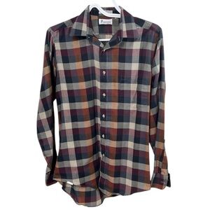 Bronzini Men’s Medium Checkered Plaid Button Front Shirt Vintage USA